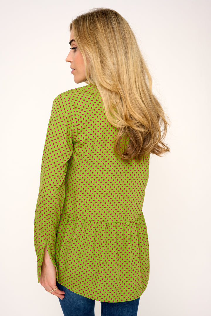 Soho Shirt in Green with Hot Pink Spot