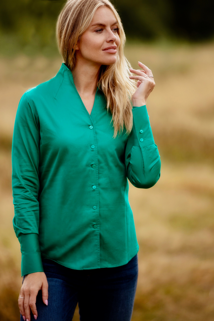 Cotton Chelsea Shirt In Peacock Green