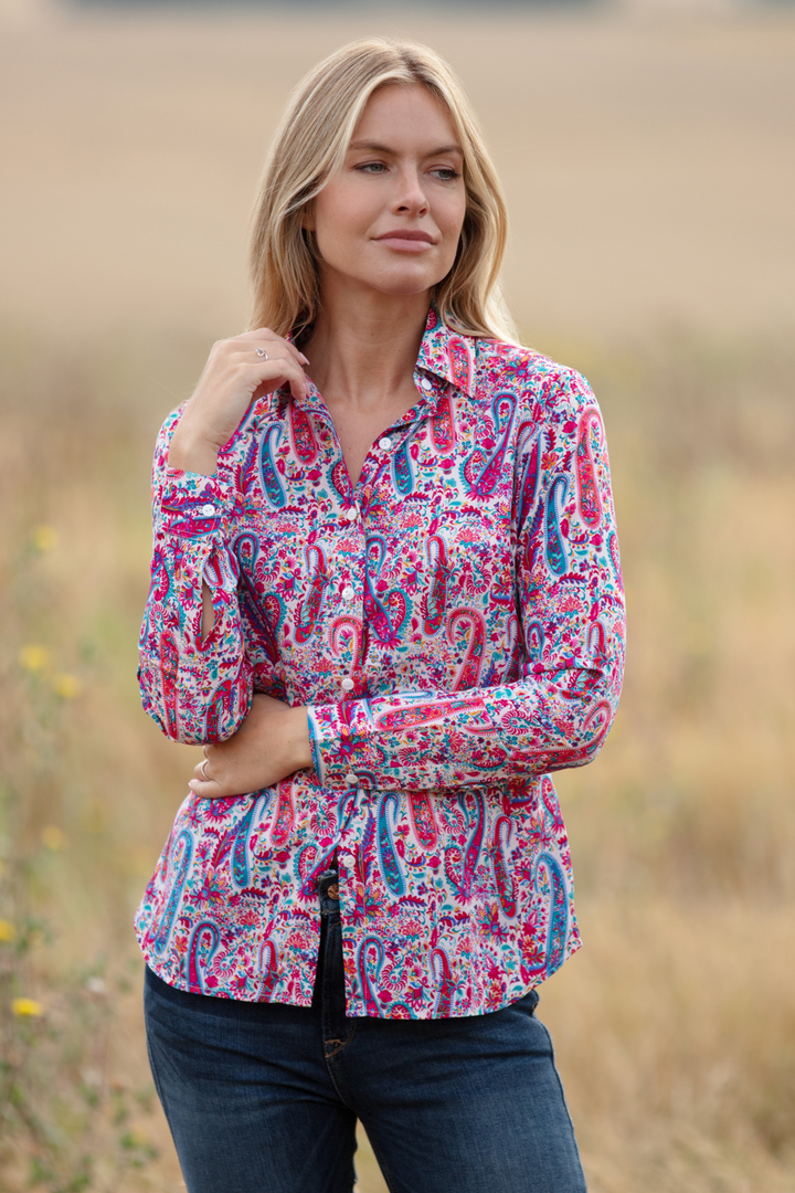 Mayfair Shirt In Pink & Blue Fiesta
