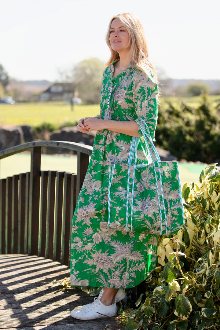 Cotton Annabel Maxi Dress in Grass Green