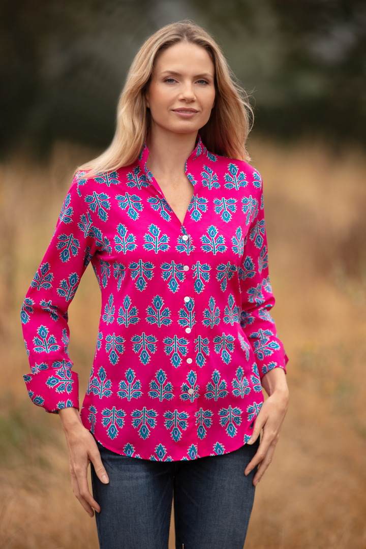 Chelsea Shirt In Pink & Blue Thistle