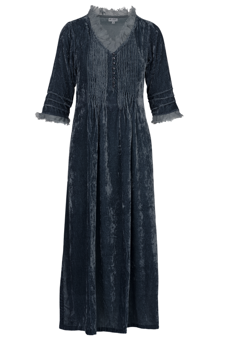 **COMING SOON - AVAILABLE TO PRE-ORDER** Silk Velvet Annabel Maxi Dress in French Grey