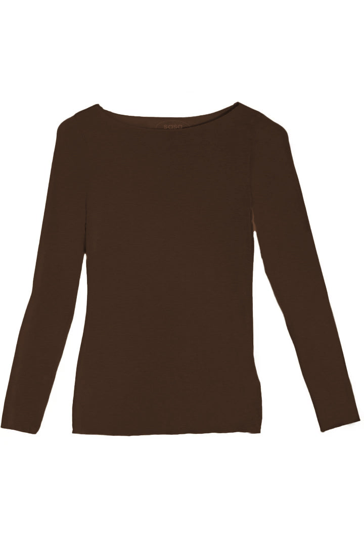 Slash-Neck Base Layer In Chocolate