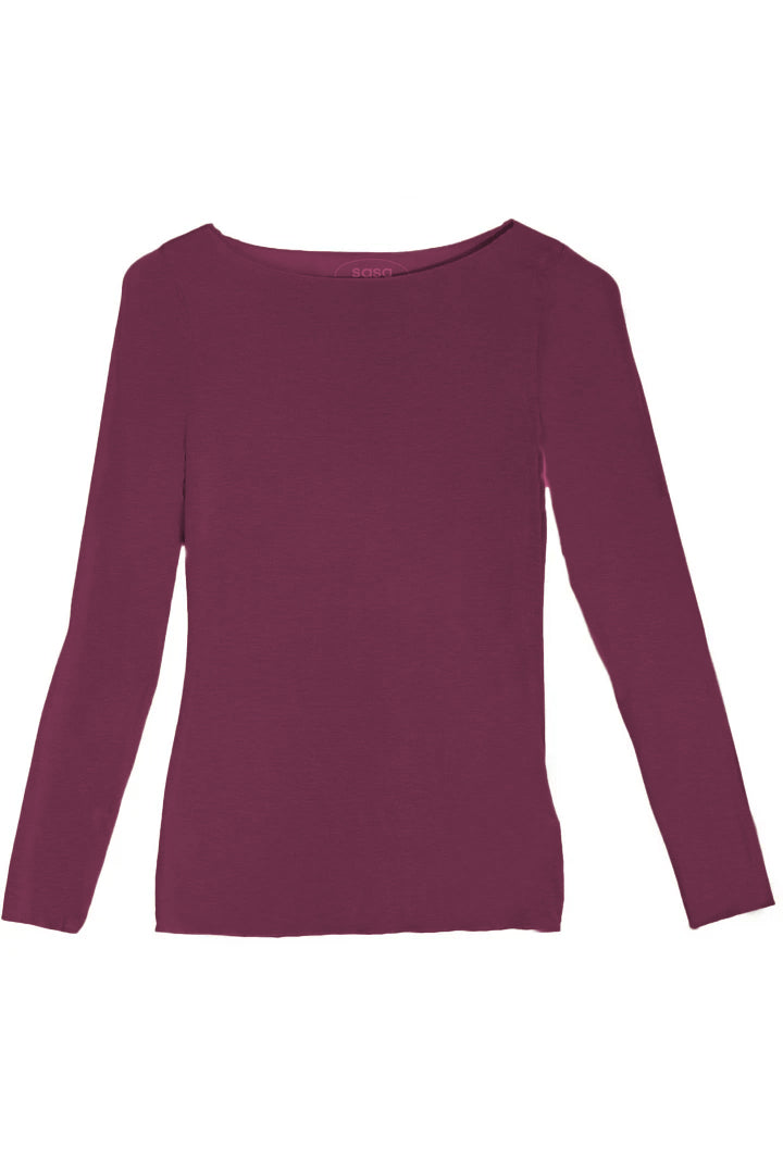 Slash-Neck Base Layer In Damson