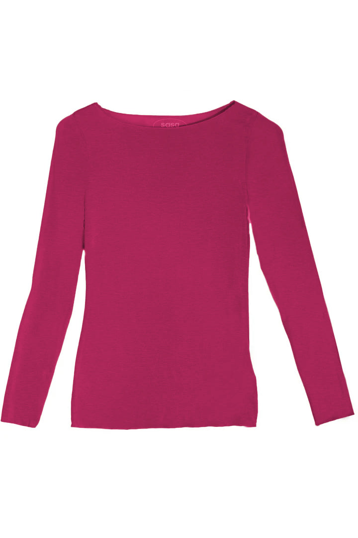 Slash-Neck Base Layer In Hot Pink