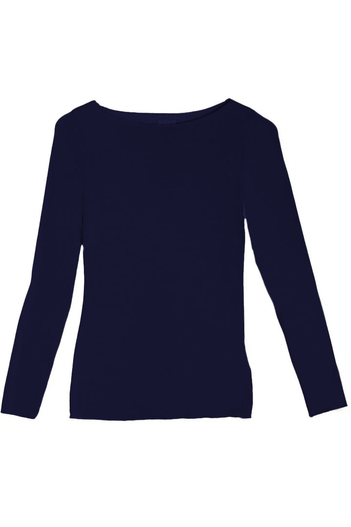 Slash-Neck Base Layer In Navy