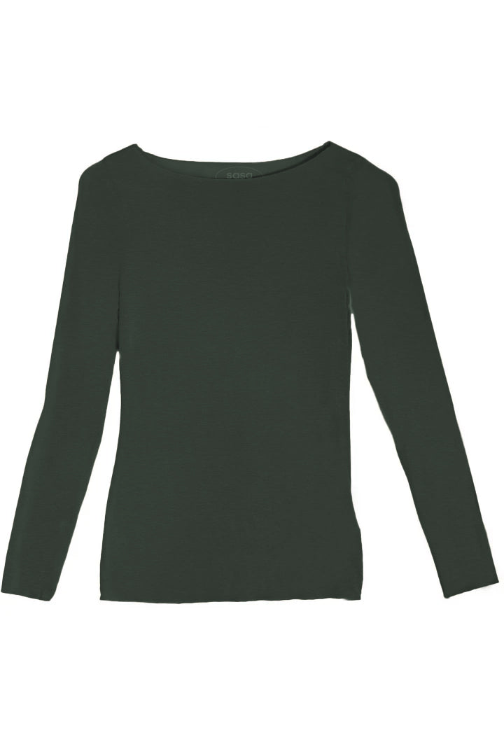 Slash-Neck Base Layer In Olive