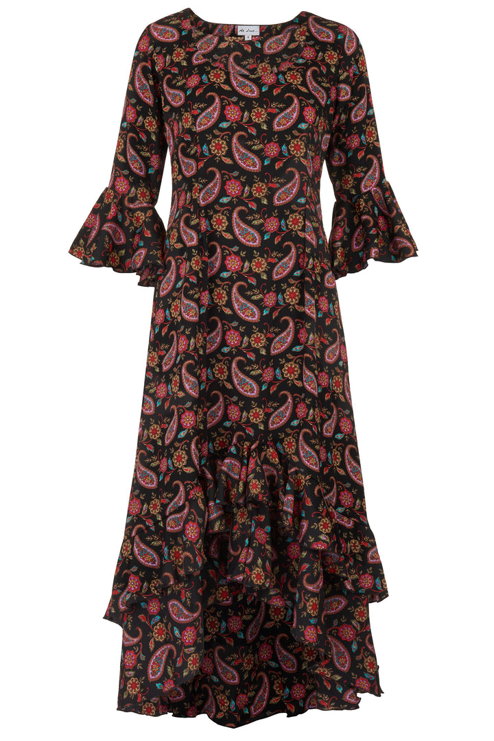 Victoria Midi Dress in Black Teardrop