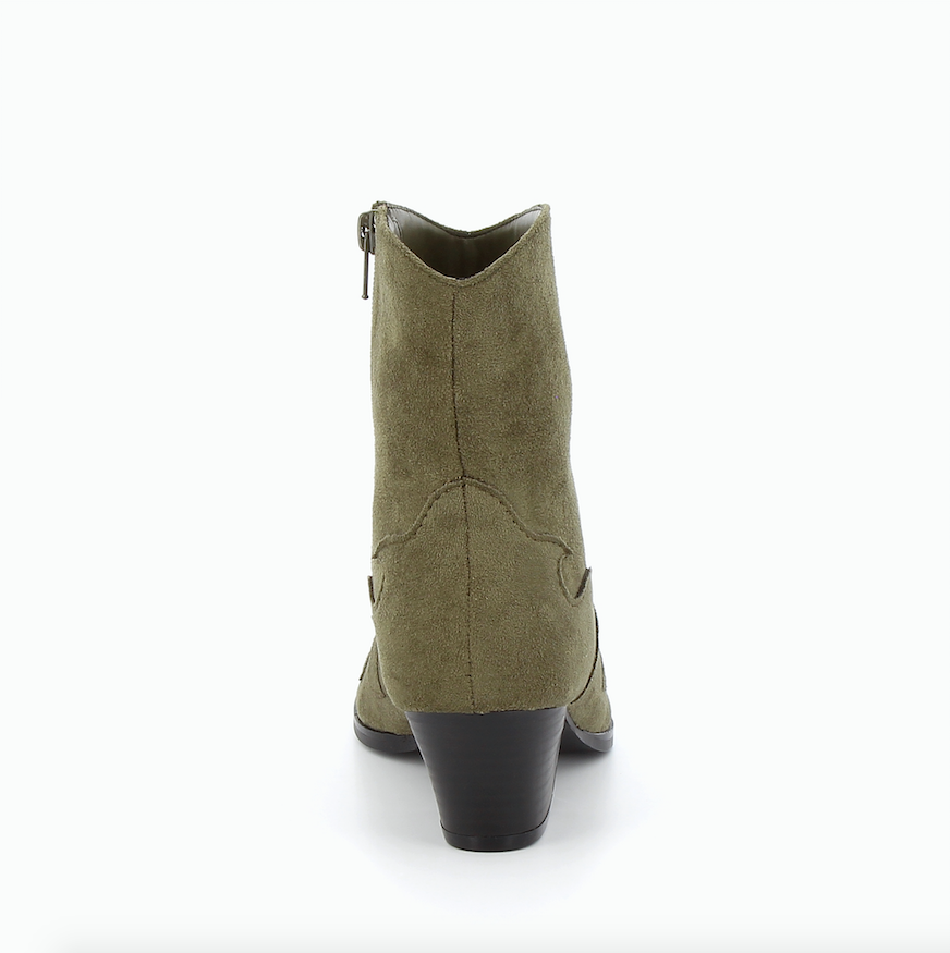 'Vanessa Wu' Olive Faux Suede Cowboy Ankle Boots