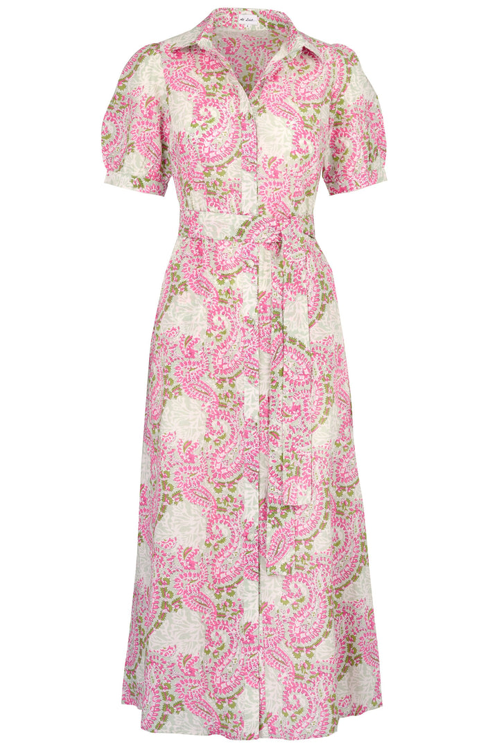 Cotton Maddie Dress in Green & Pink Paisley