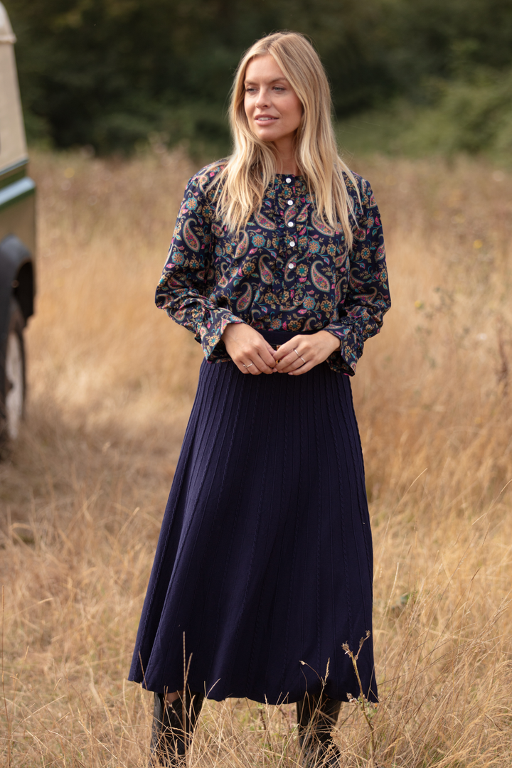 Meg Shirt in Navy Paisley