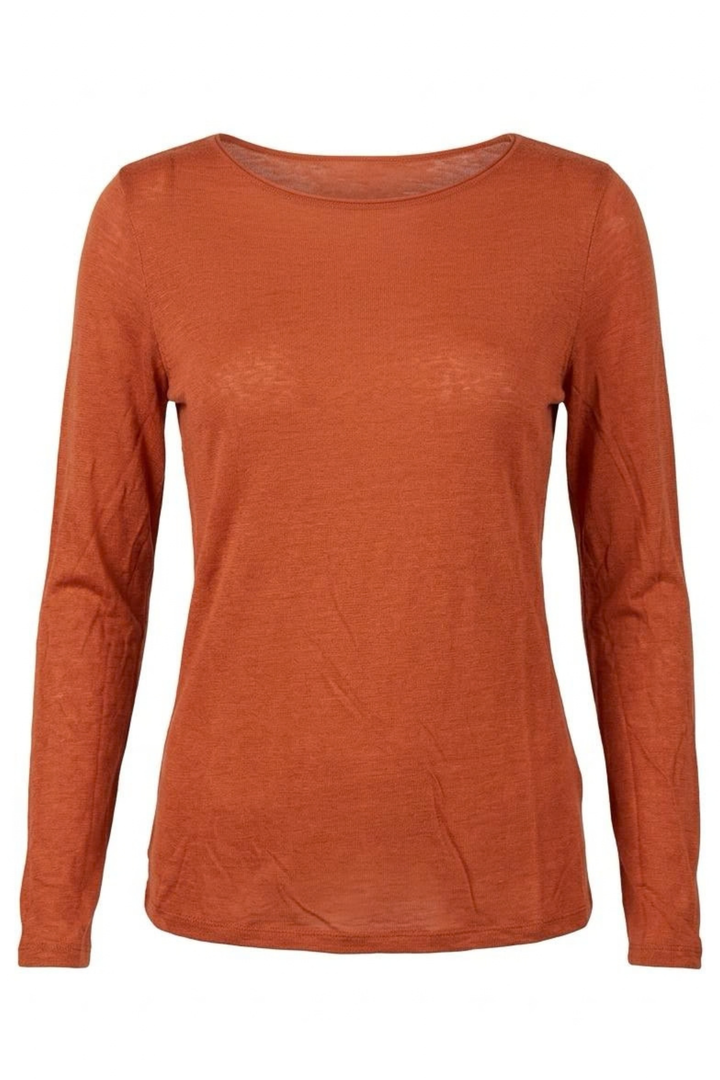 Slash-Neck Base Layer In Cinnamon