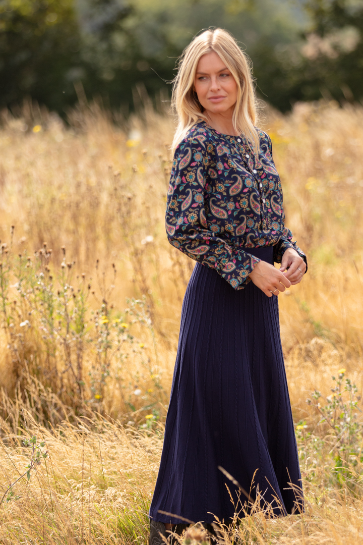 Meg Shirt in Navy Paisley