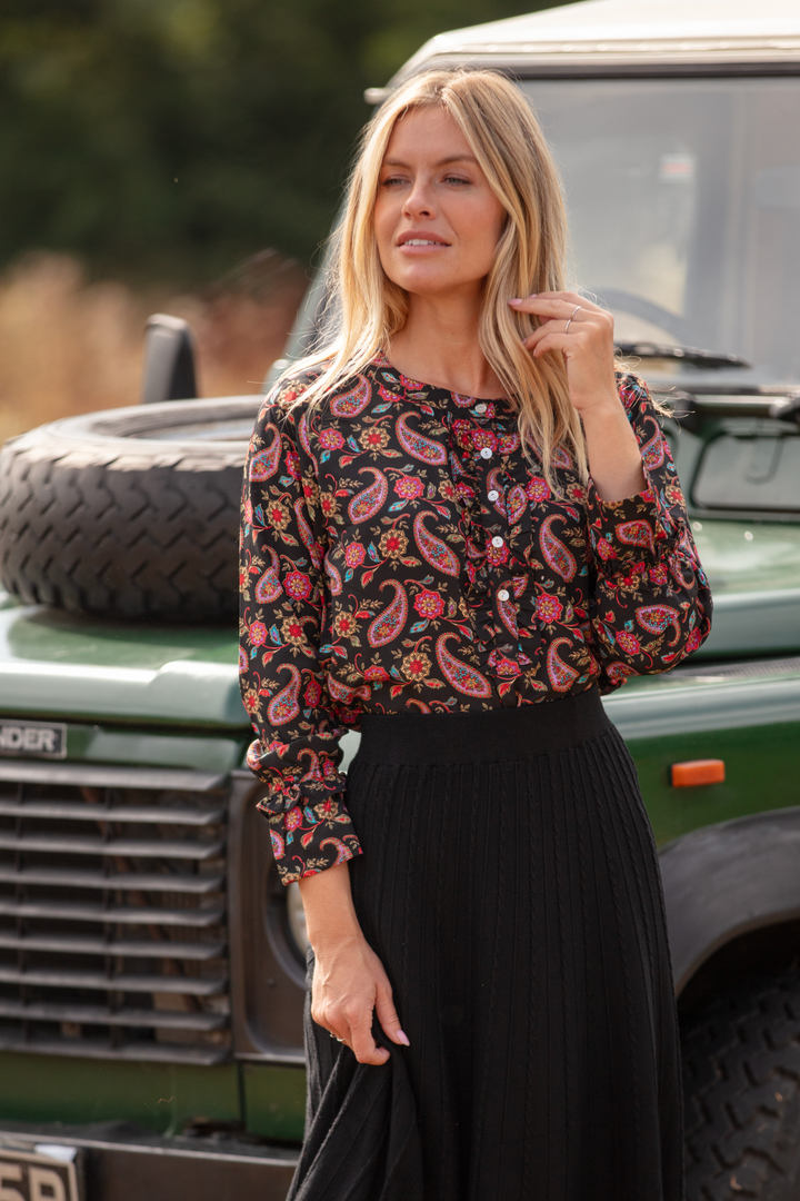 Meg Shirt in Black Paisley