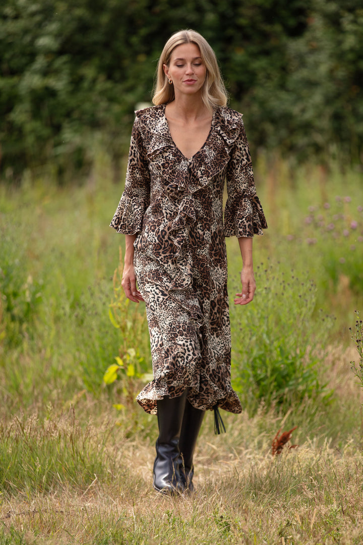 Felicity Midi Dress in Baby Leopard