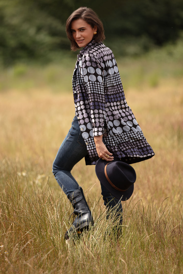 Amanda Velvet Devore Shirt/Jacket Grey Boho Spot
