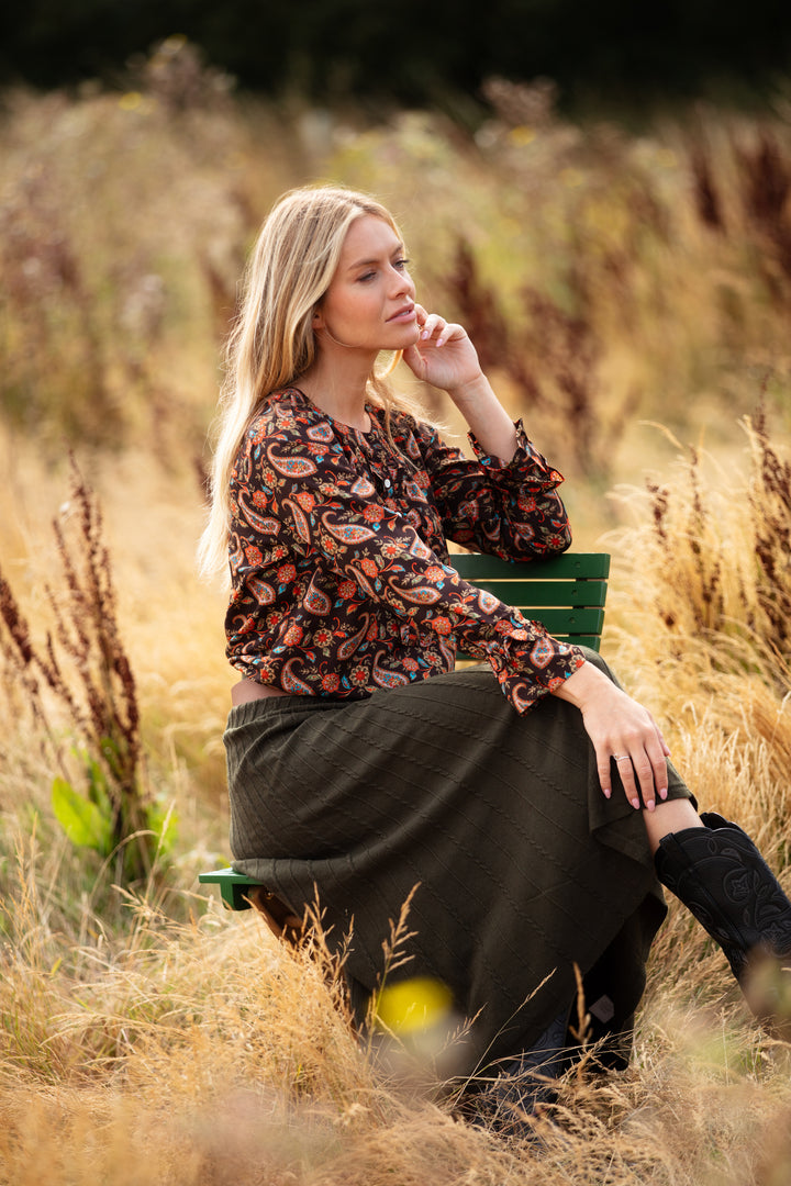 Willow Knitted Skirt in Olive