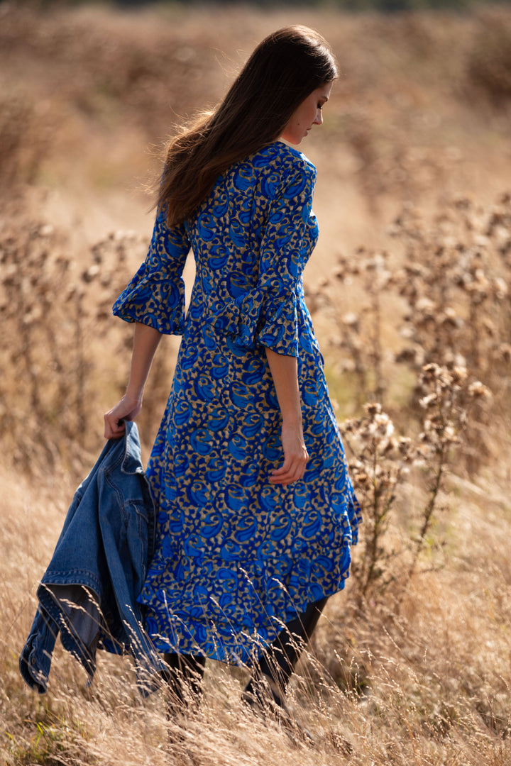 Victoria Midi Dress Royal Blue Swirl