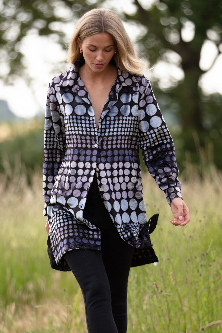 Amanda Velvet Devore Shirt/Jacket Grey Boho Spot