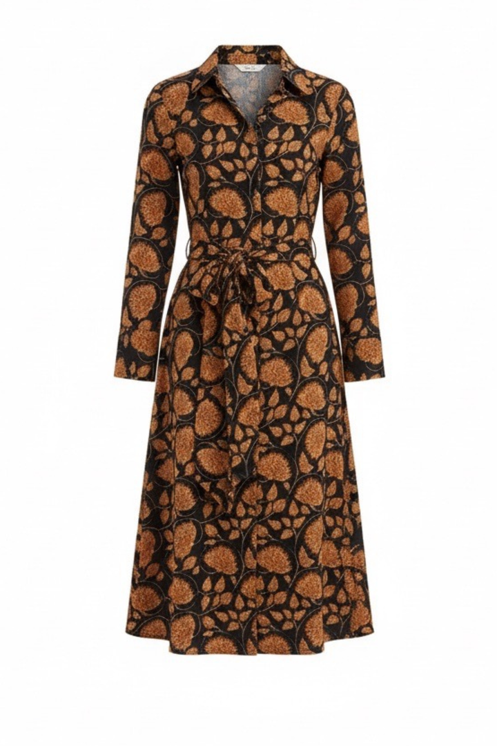 Cotton Marigold Dress in Black Vine