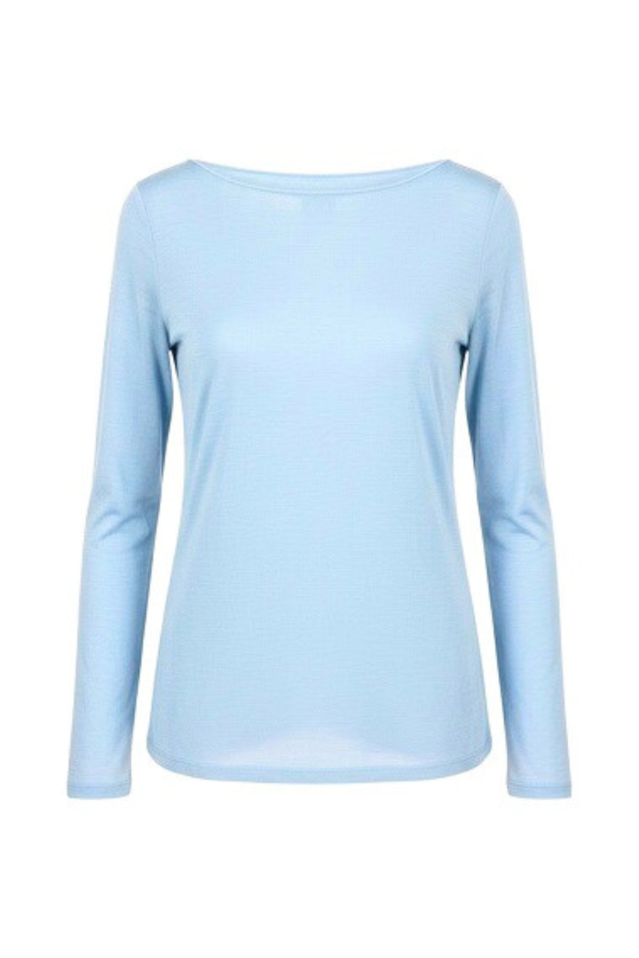 Slash-Neck Base Layer In Baby Blue