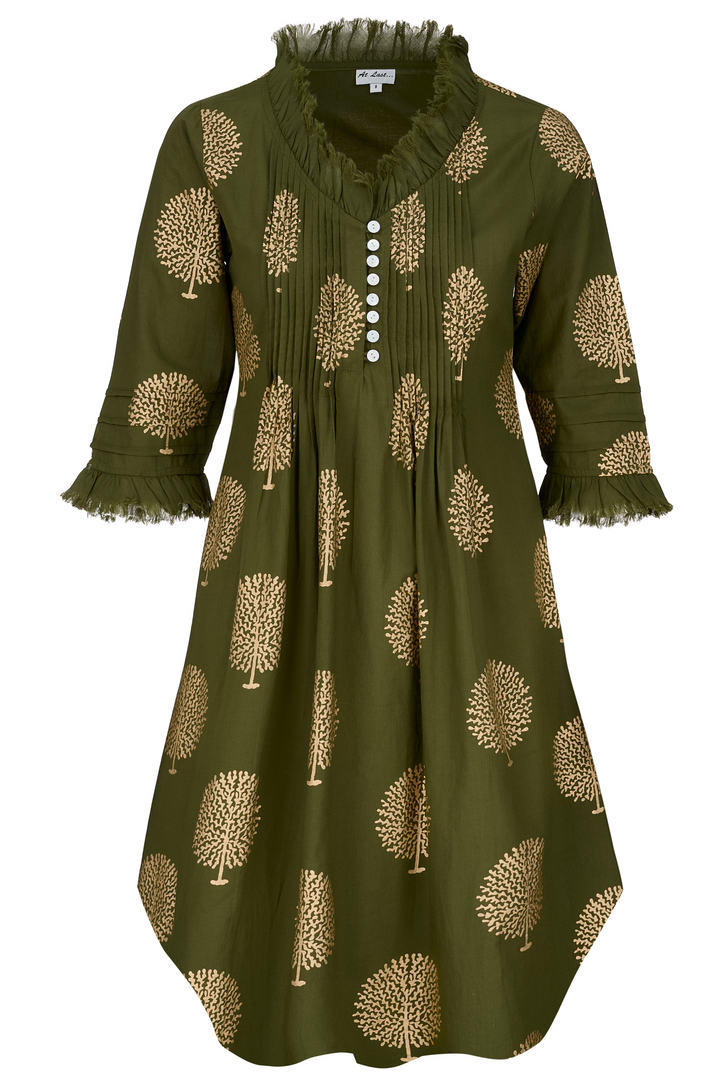 Annabel Cotton Tunic in Olive & Gold
