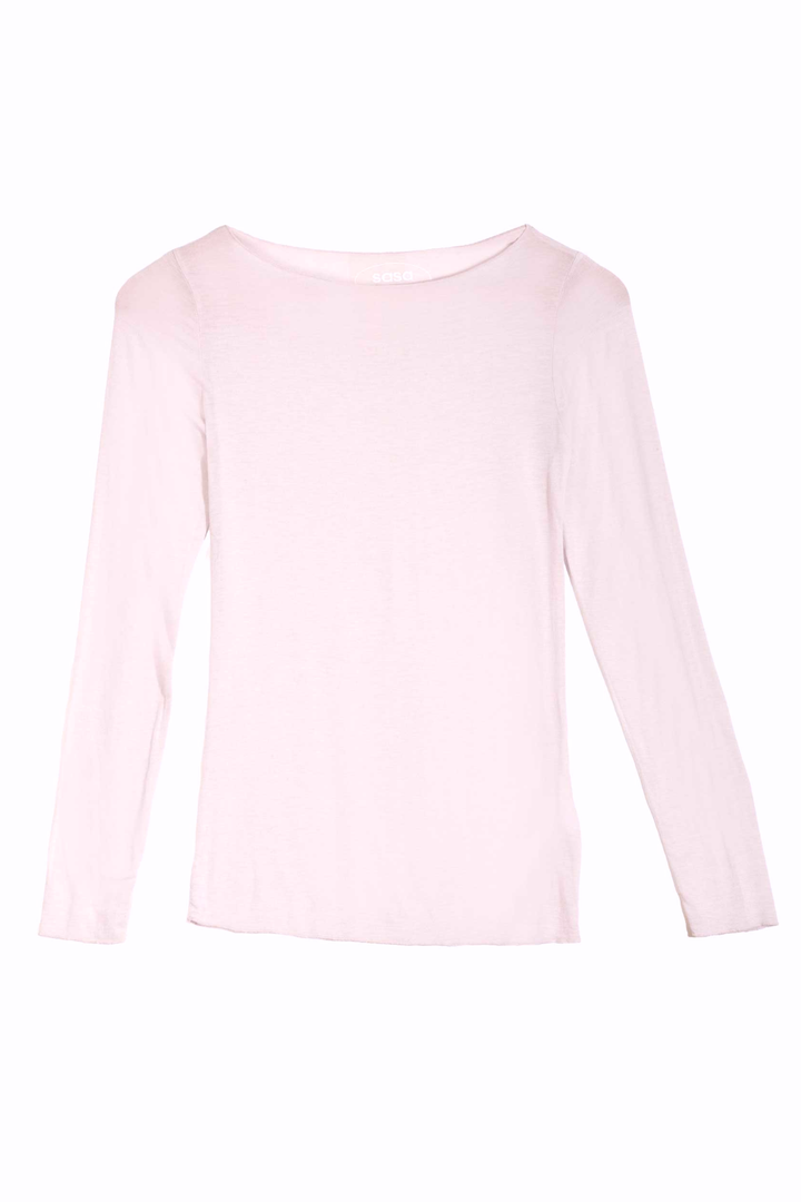 Slash-Neck Base Layer In Baby Pink