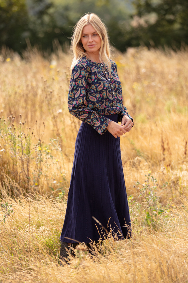 Willow Knitted Skirt in Navy