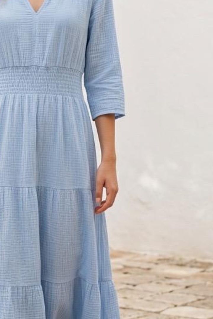 Cotton Salcombe Midi Dress In Baby Blue