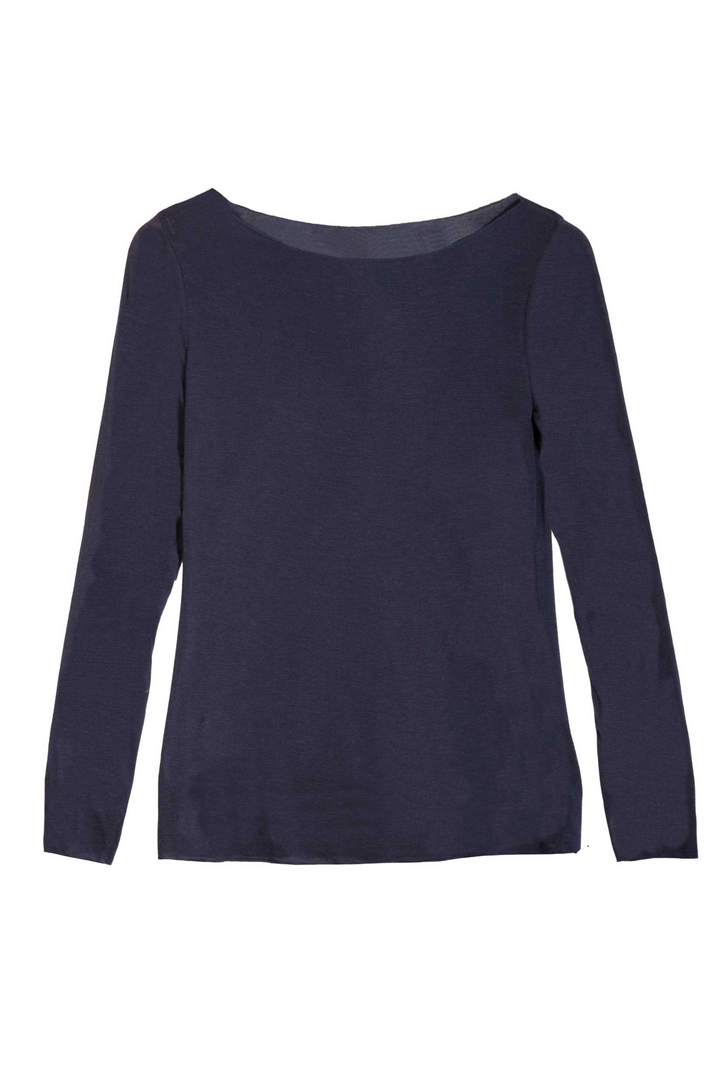 Slash-Neck Base Layer In Navy