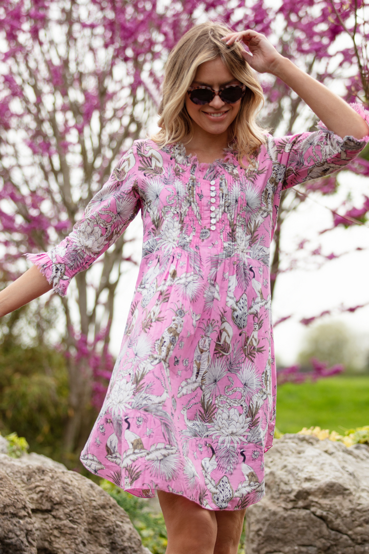 Annabel Cotton Tunic in Pink Tropical