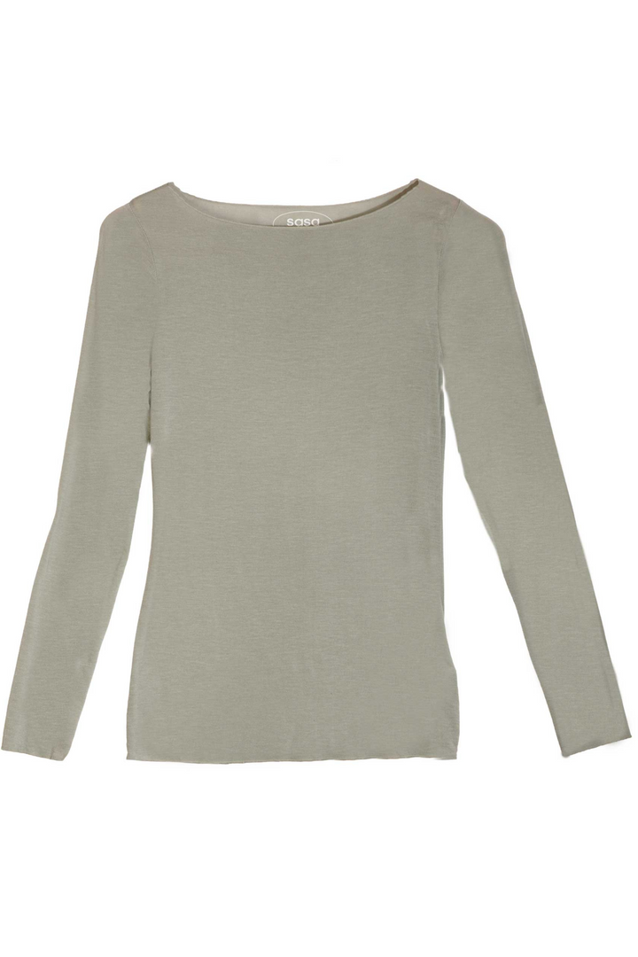 Slash-Neck Base Layer In Sage