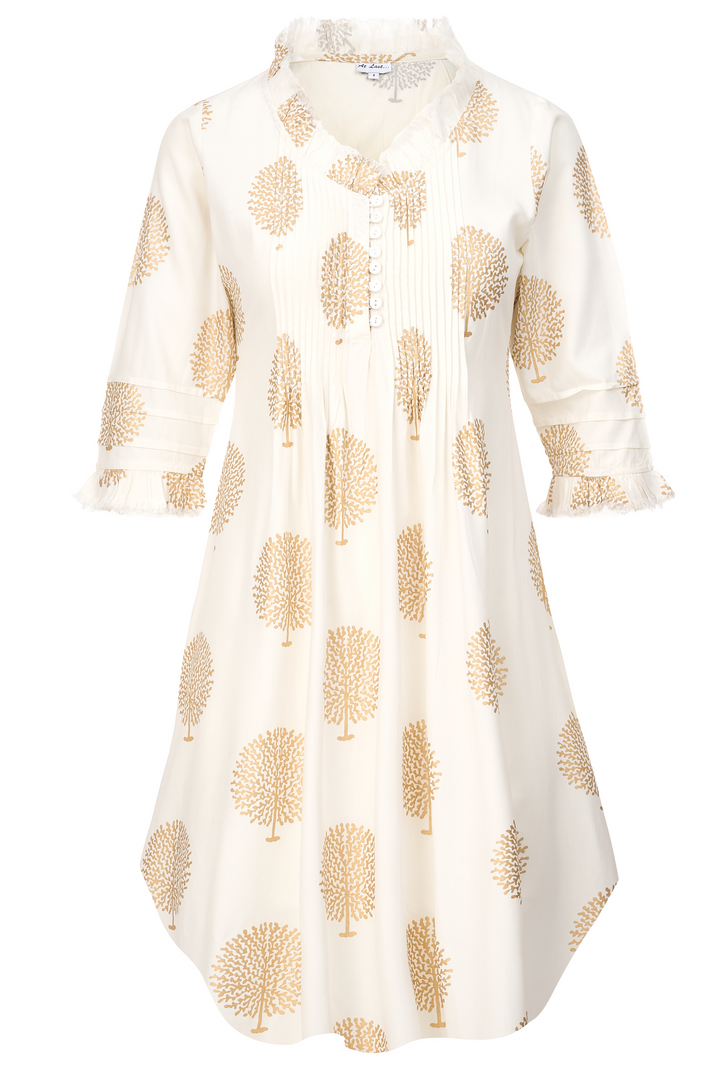 Annabel Cotton Tunic in White & Gold