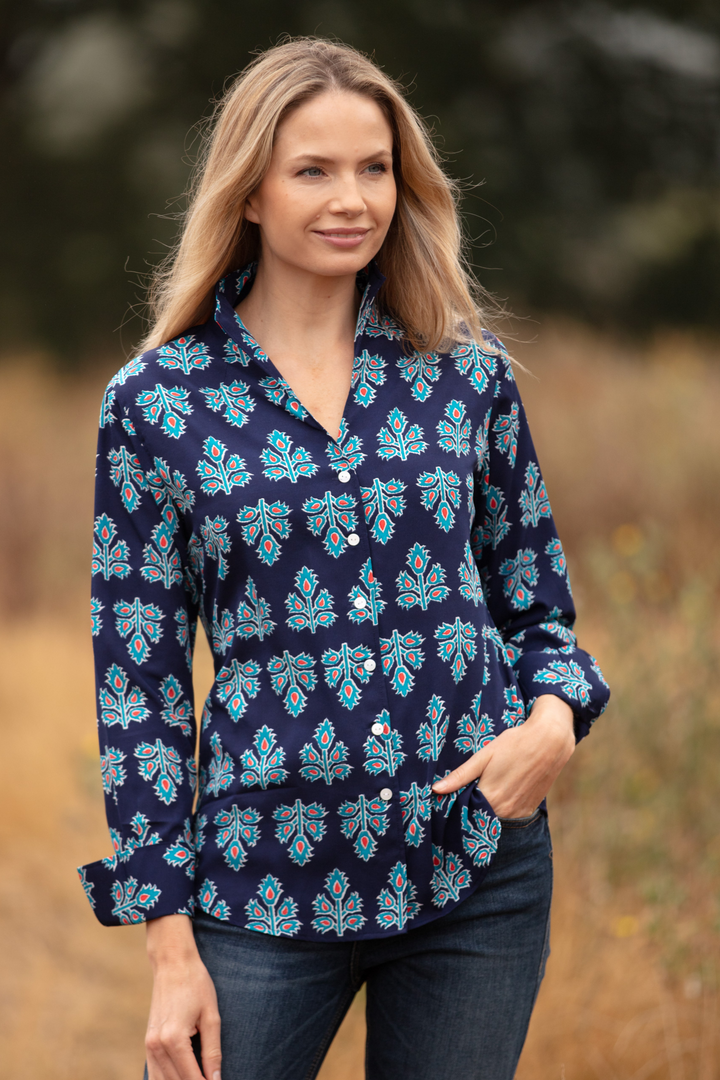 Ella Shirt In Navy & Blue Thistle