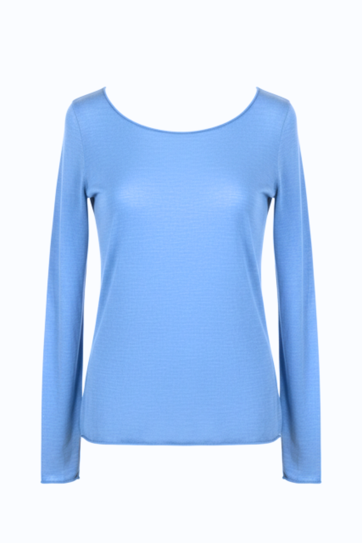 Slash-Neck Base Layer In Powder Blue