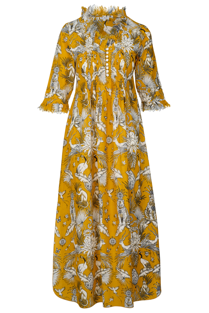 Cotton Annabel Maxi Dress in Ochre Tropical