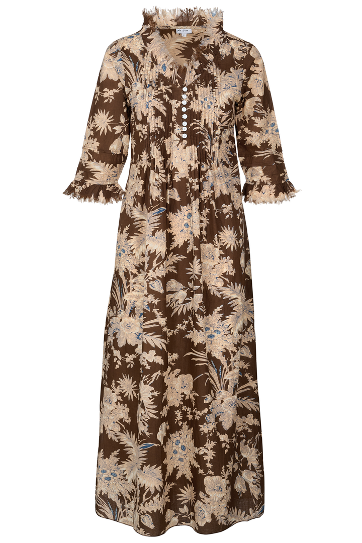 Cotton Annabel Maxi Dress in Cocoa Tropical