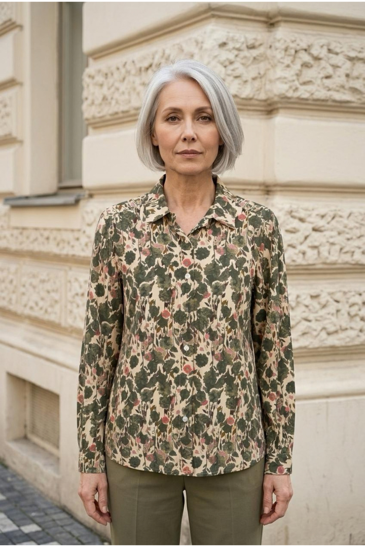 Willow Shirt In Dark Green Autumn Floral
