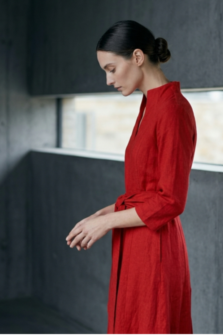 Chelsea Corduroy Midi Dress in Pillarbox Red