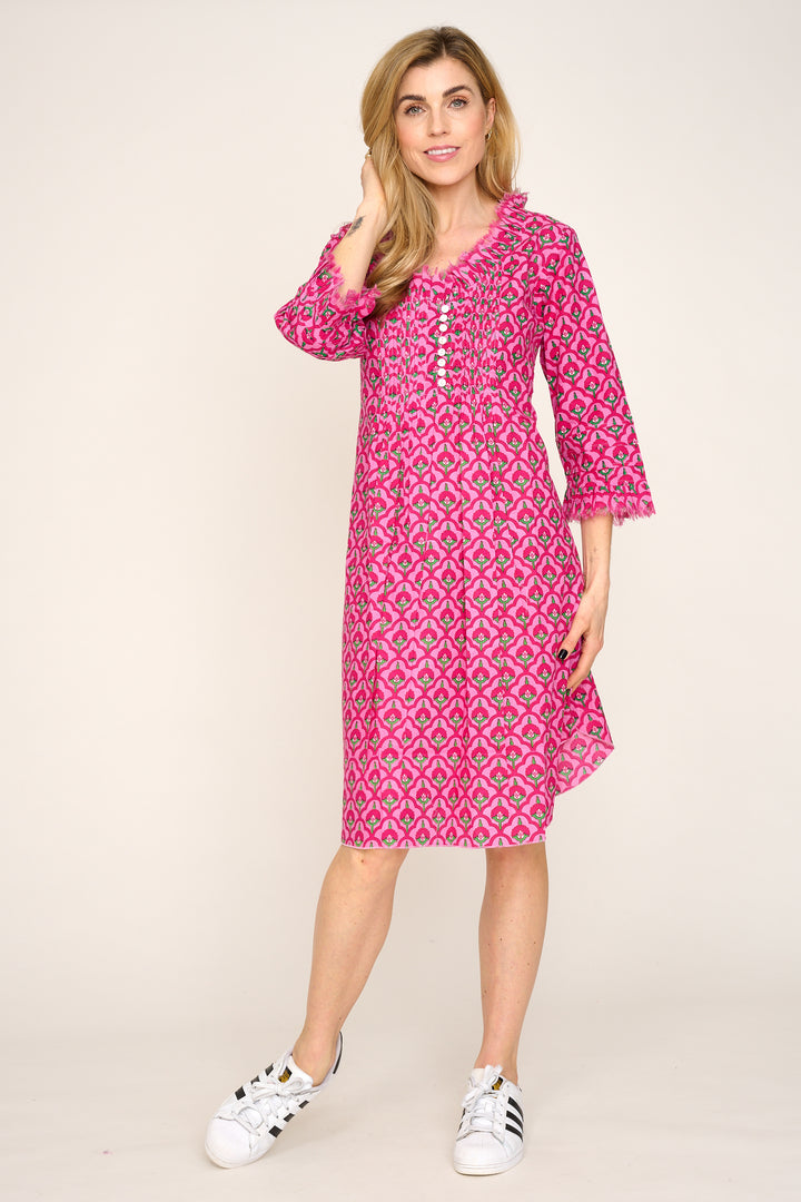Annabel Cotton Tunic in Pink & Green Moroccan