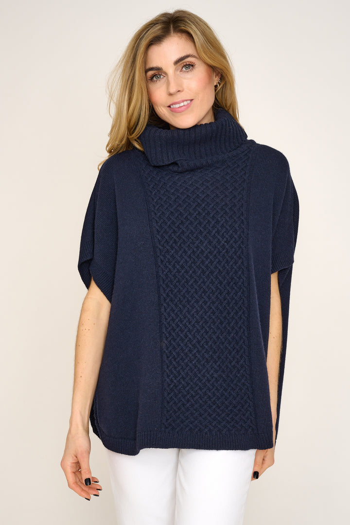 Cashmere Mix Sleeveless Roll Neck Jumper in Blue