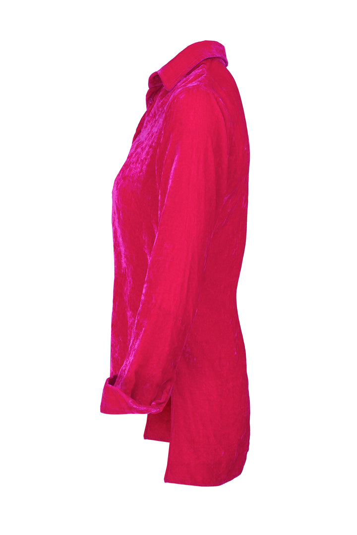 Silk Velvet Shirt In Hot Pink