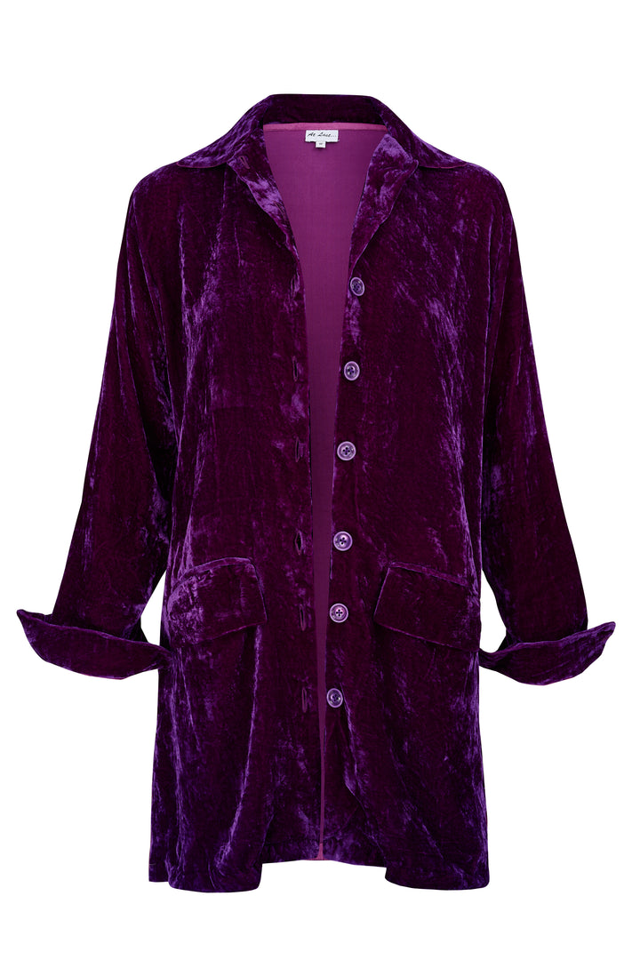 Kensington Silk Velvet Shirt/Jacket In Violet