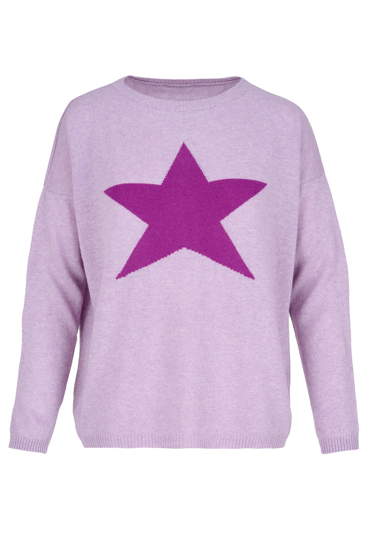 Cashmere Mix Sweater in Lilac with Purple Star