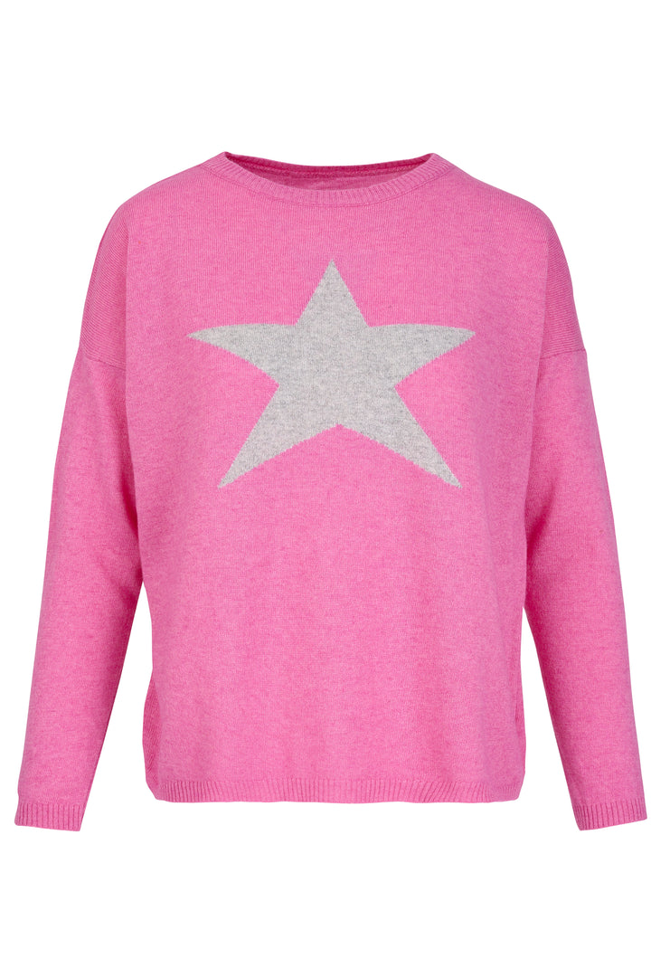 Cashmere Mix Sweater in Pink with Grey Star