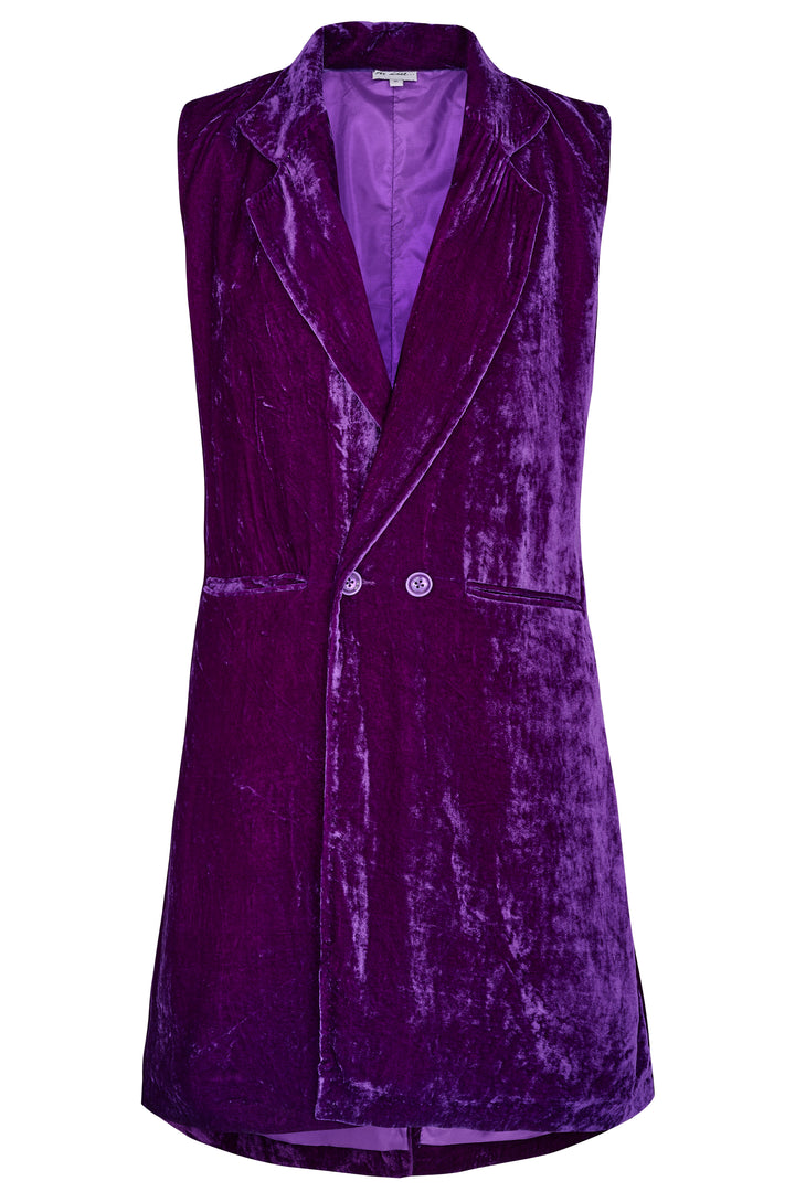 Long Silk Velvet Waistcoat In Violet