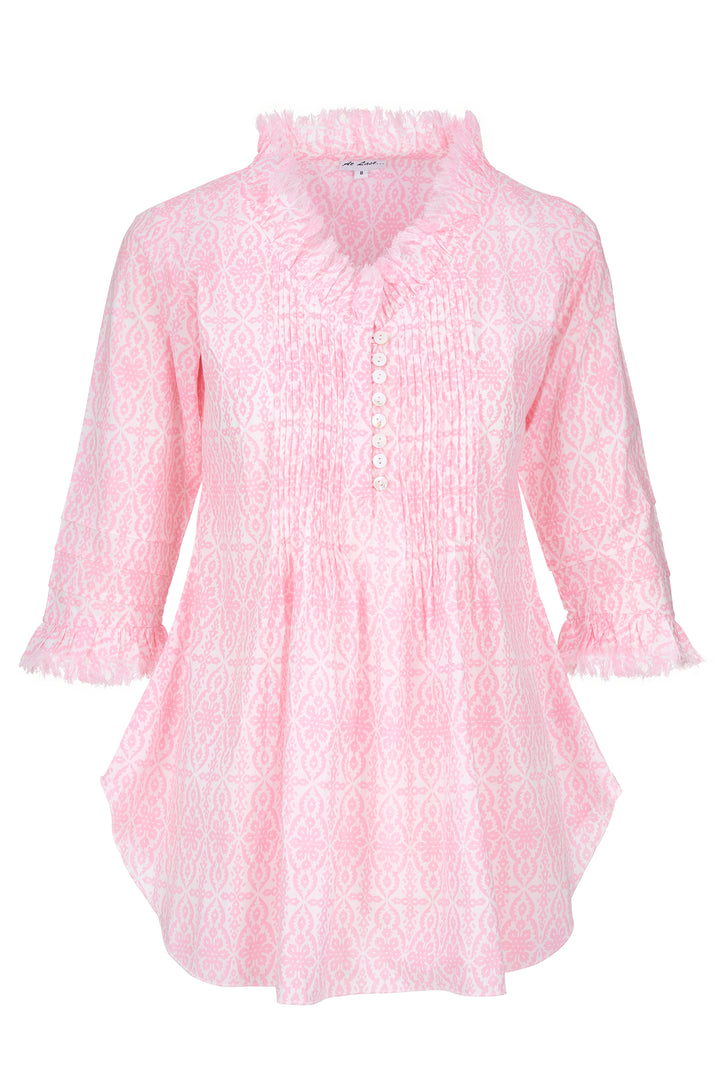 Sophie Cotton Shirt in Baby Pink & White