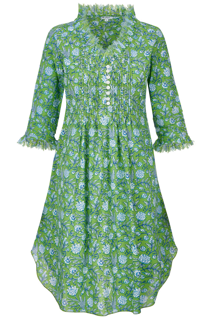 Annabel Cotton Tunic in Green with White & Blue Flower