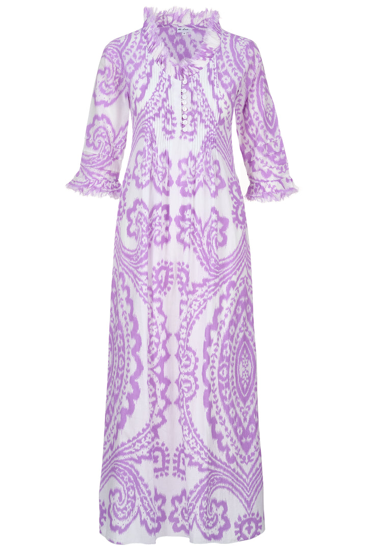 *NEW* Cotton Annabel Maxi Dress in Lilac & White Ikat