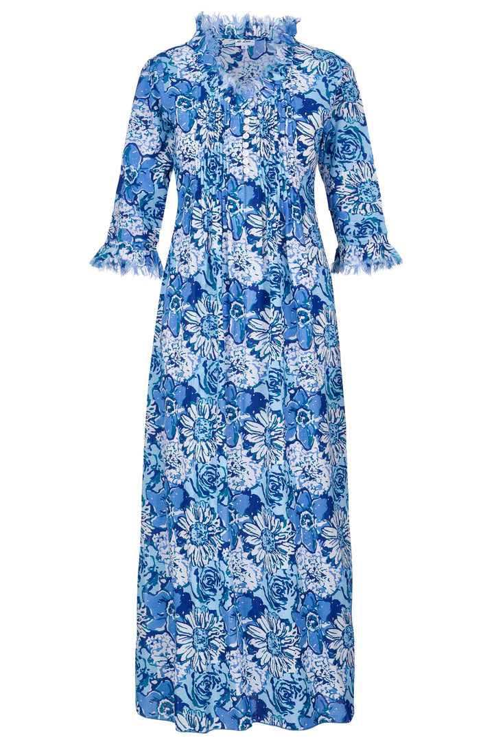 Cotton Annabel Maxi Dress in Blue Seas & White Floral